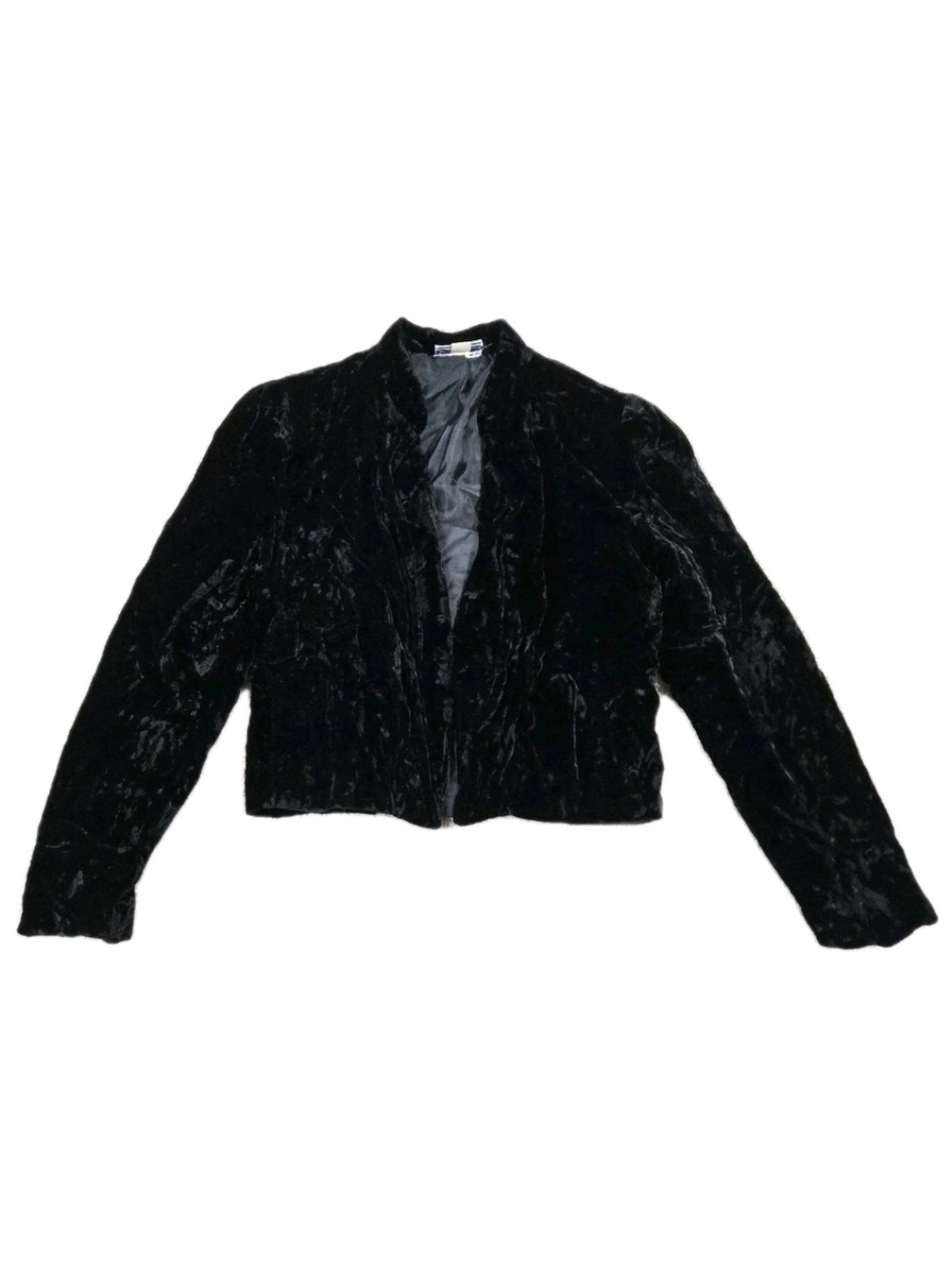 Vintage Samuel Blue Black Velvet Blazer Womens Small Open Whimsigoth Goth Vampy